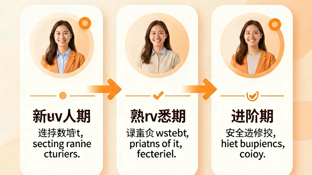 饼干姐姐完整学习路线图，从新人阶段到进阶阶段的内容地图，标注各阶段推荐内容类型